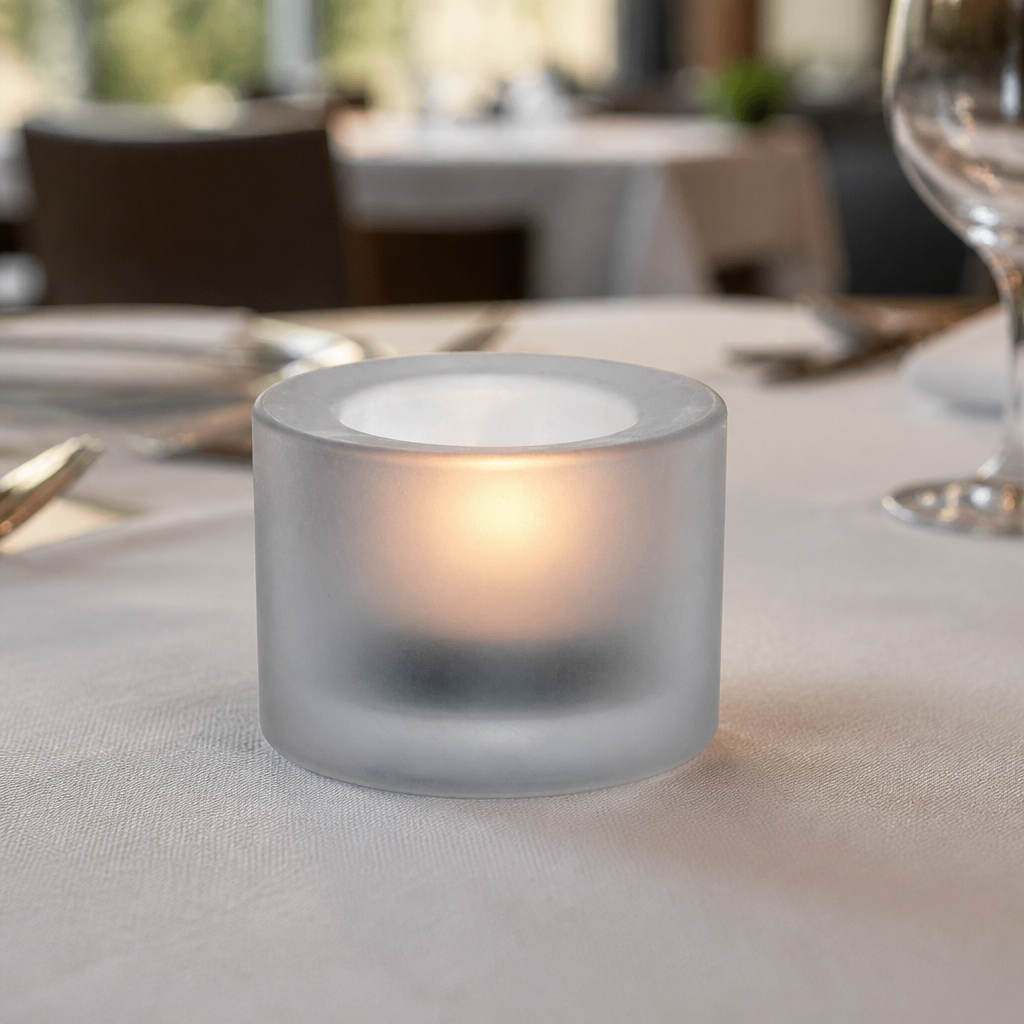 12 pack of 82mm diameter glass commercial tealight holders