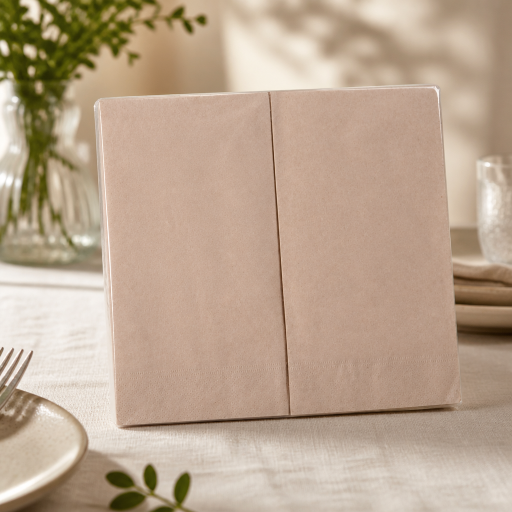 Recycled Kraft 2-Ply 40x40cm Dinner Napkins 1/8 Fold 2000-Pack