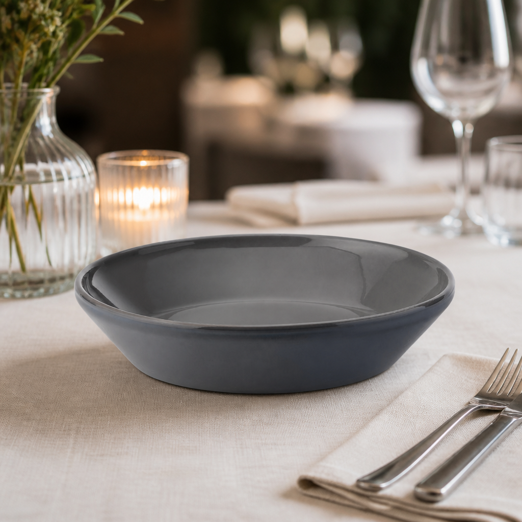 Set of 6 Slate Ceramic Bowls 205mm for commercial dining