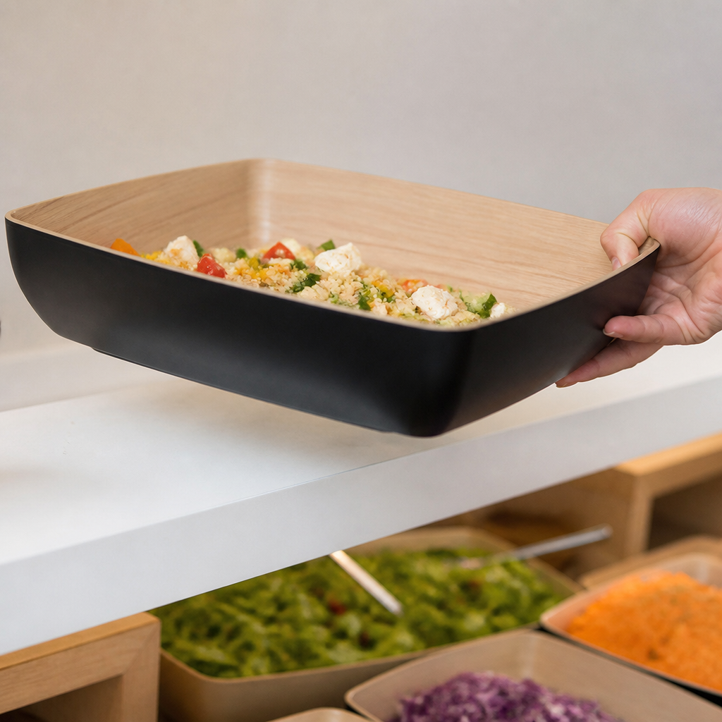 Commercial ½ GN Frida Bowl Black Melamine for catering use