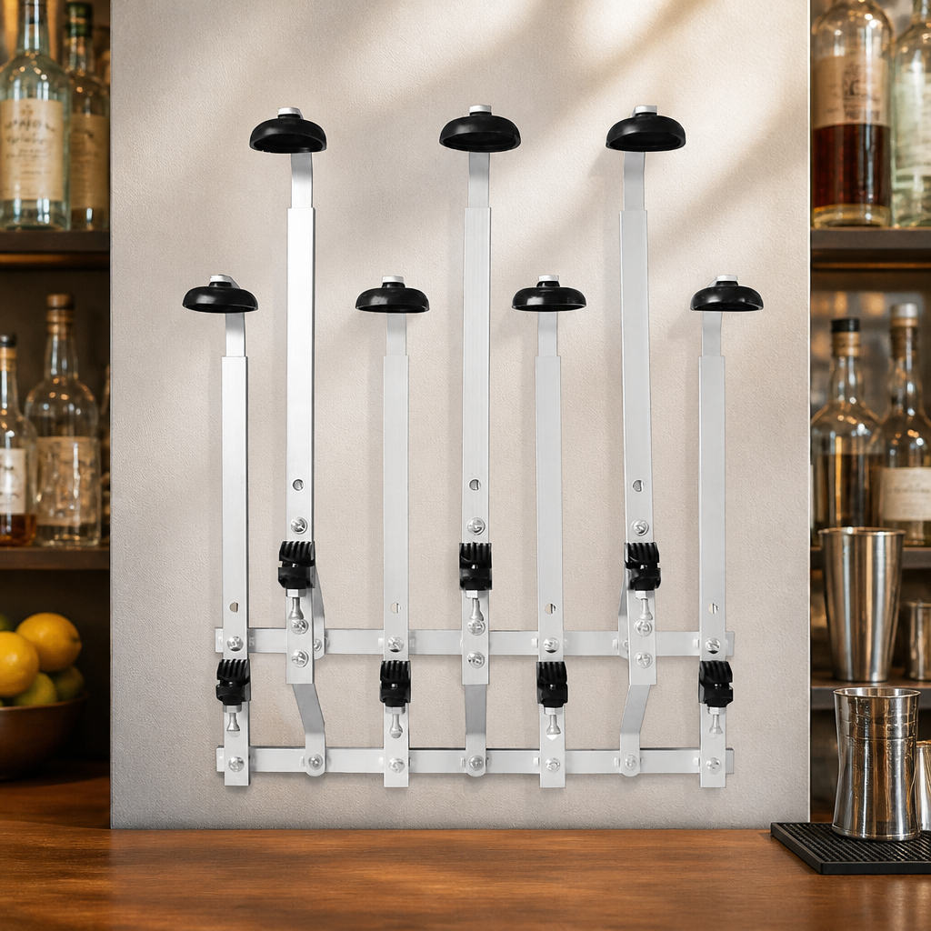 Commercial 7 Bottle Bar Optic Holder Wall Mount 700ml - 1L