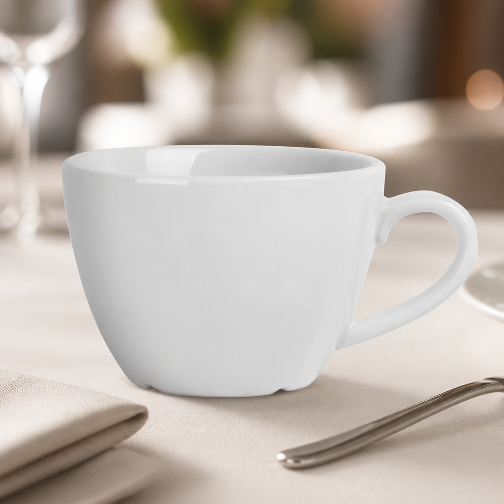 Commercial Flat Cups 170ml Porcelain 12 Pack