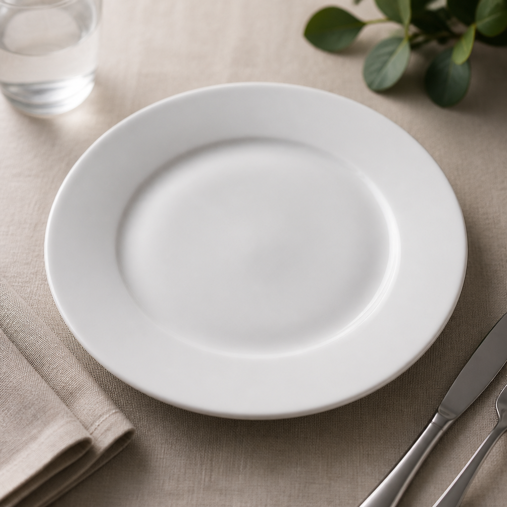 Commercial Wide Rimmed Plates 254mm - 12 Pack Porcelain