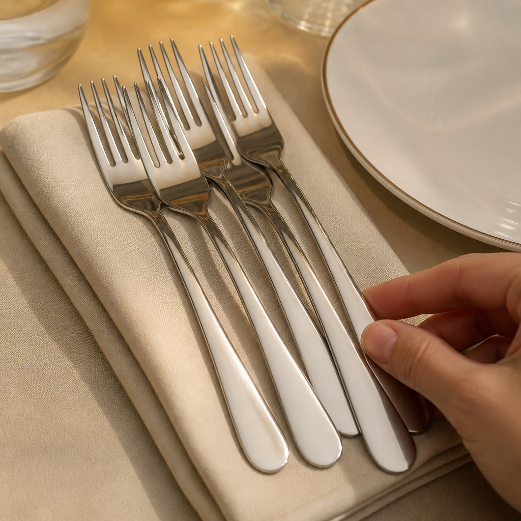 Pack of 12 durable stainless steel commercial table forks