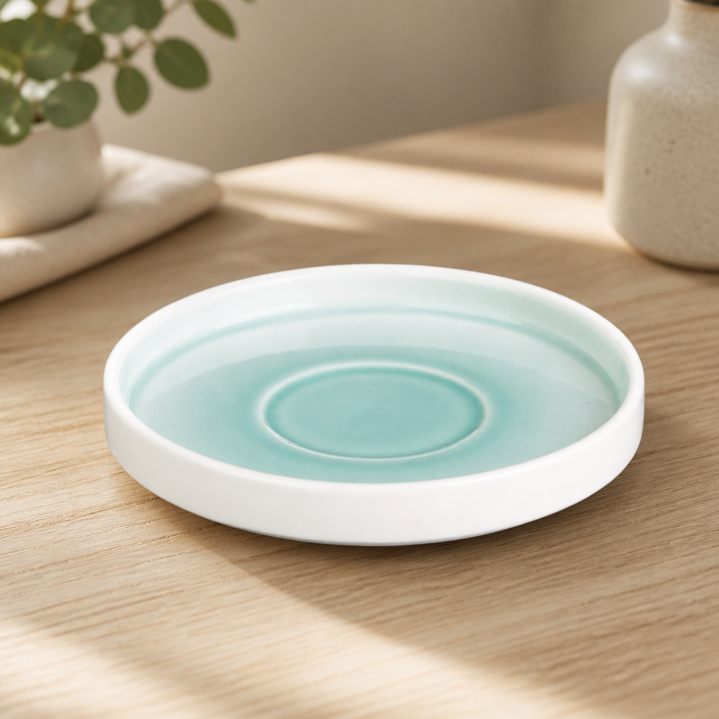 Commercial Fondant Saucers Mint 155mm 6 Pack Porcelain