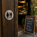 Stainless Steel Door Sign for Unisex Restrooms 200mm x 150mm