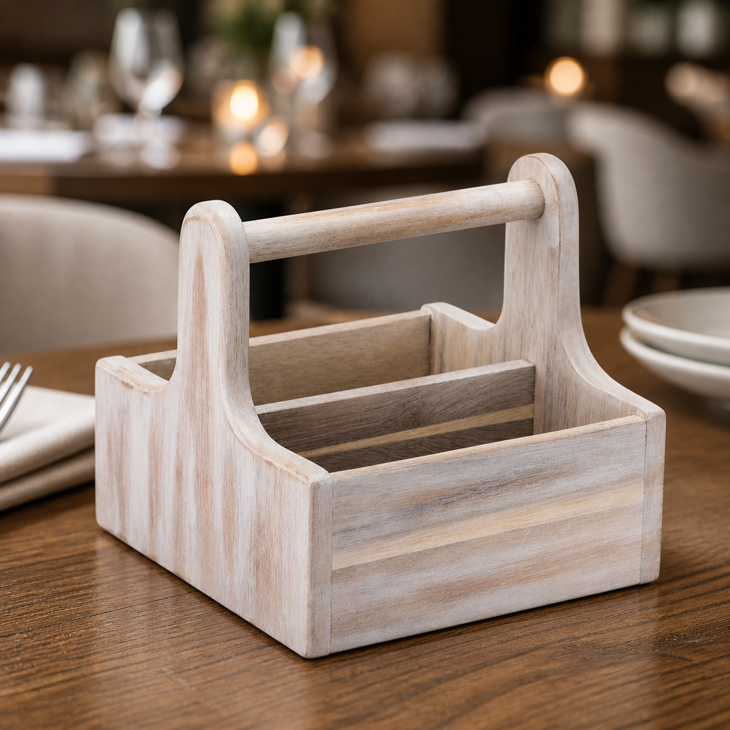 Wooden Condiment Holder Caddy Set of Two 150mm for Tables