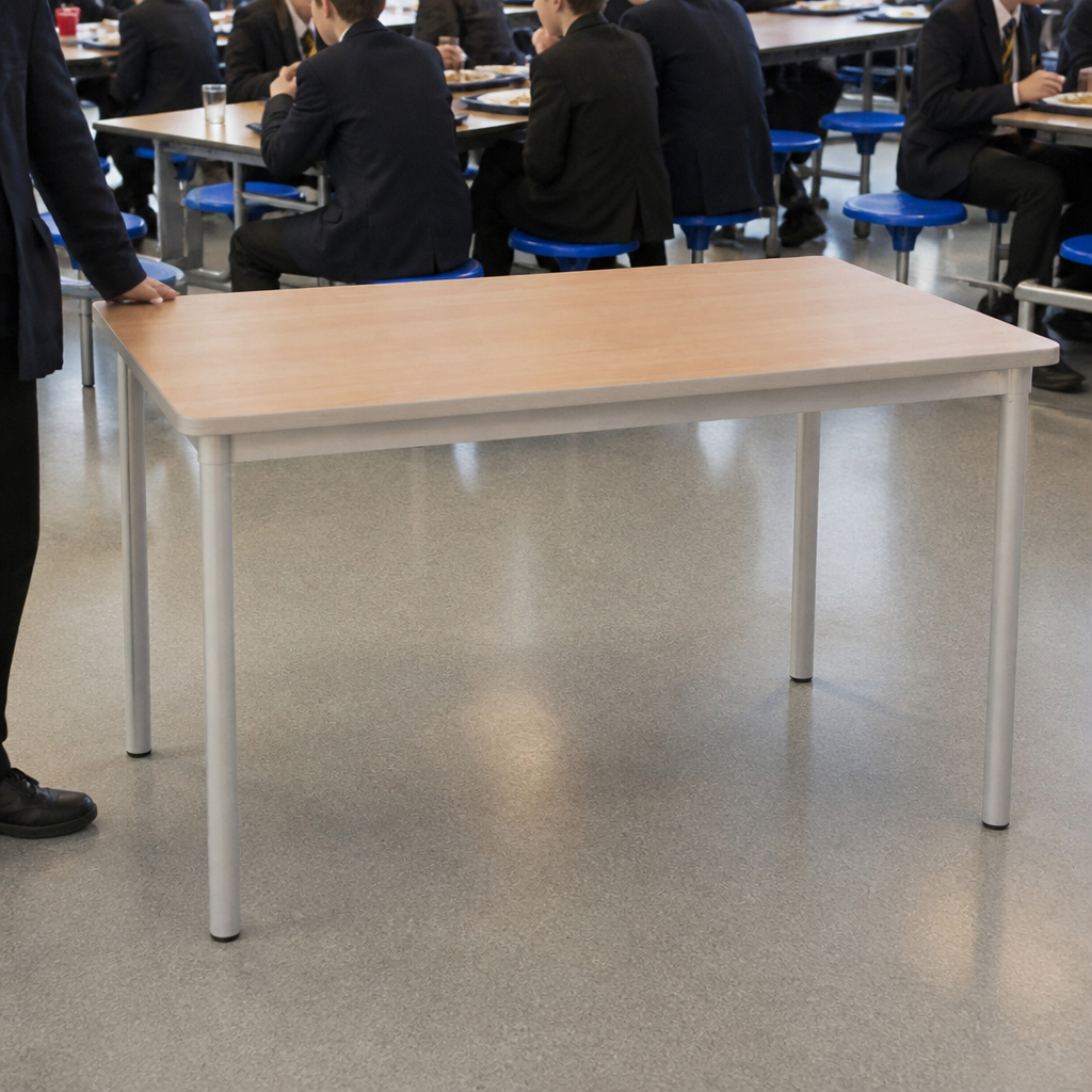 Commercial Indoor Beech Effect Rectangle Dining Table 1400mm