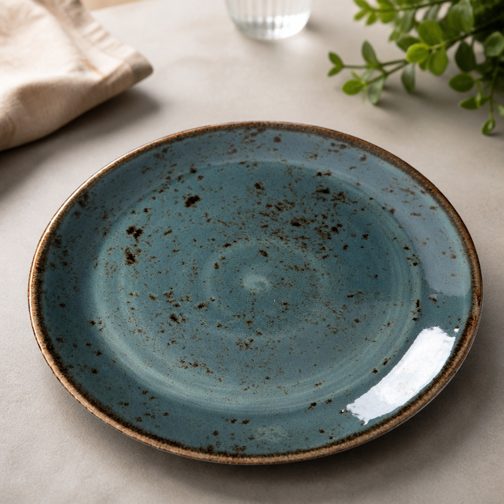 Commercial Blue Coupe Plates 300mm - 12 Pack Vitrified Ceramic