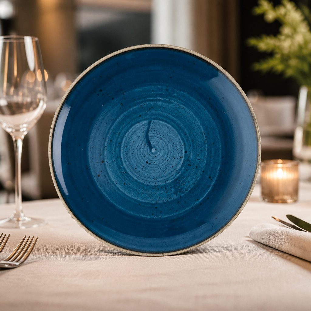 Java Blue Commercial Coupe Plates 260mm - 12 Pack