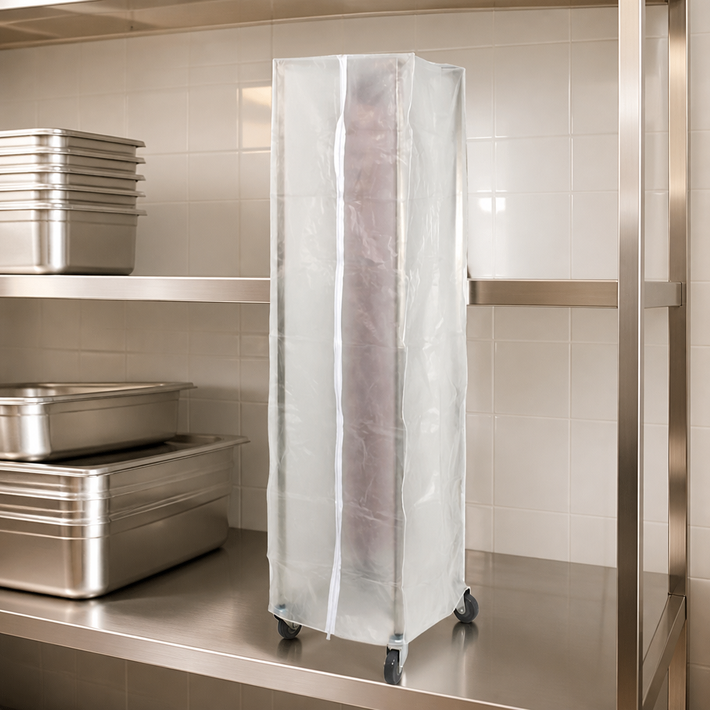 Mobile Plate Rack Cover for commercial racking trolleys
