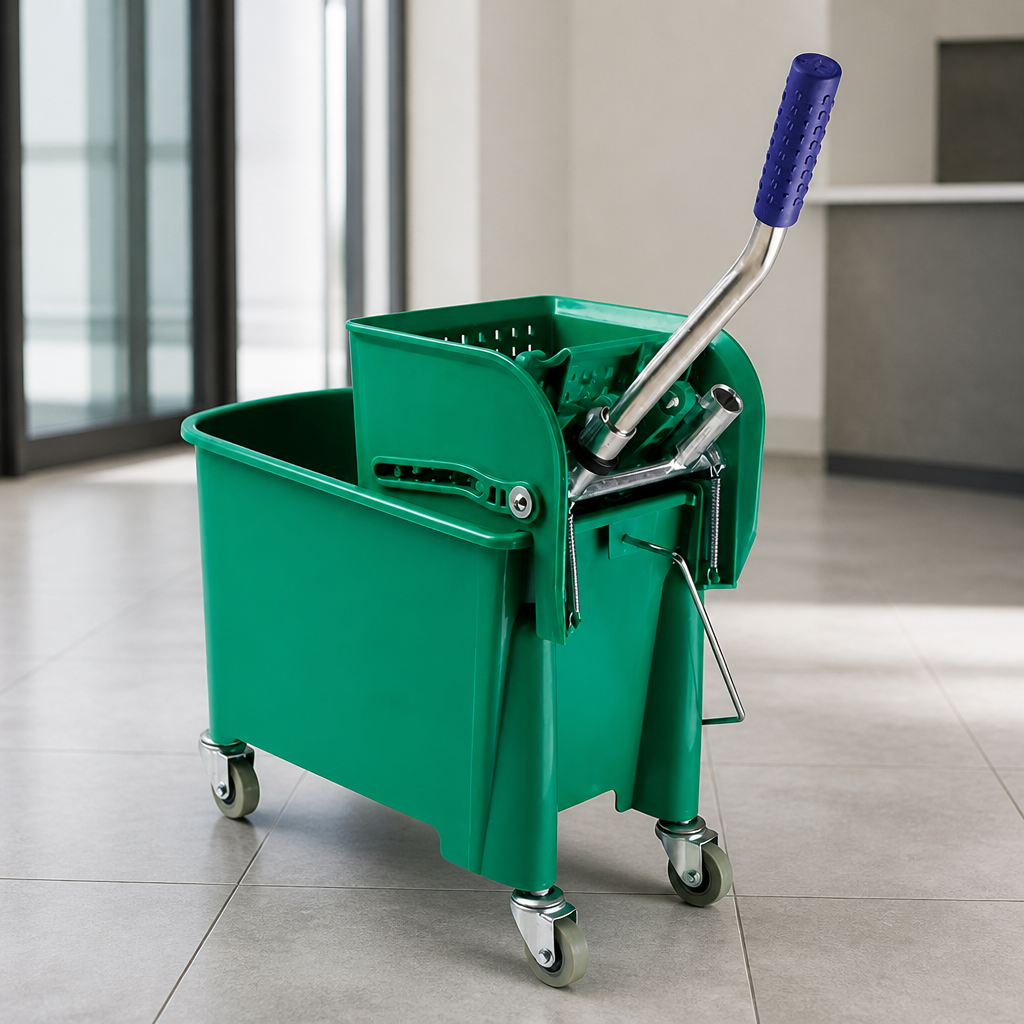 15L Commercial Green Mop Bucket and Wringer for Catering Use