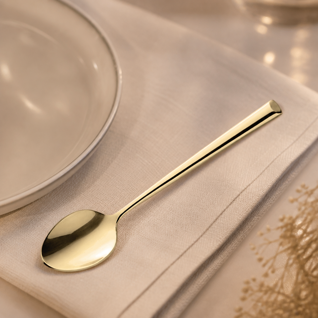 Set of 12 Commercial Gold Medium Teaspoons for Catering