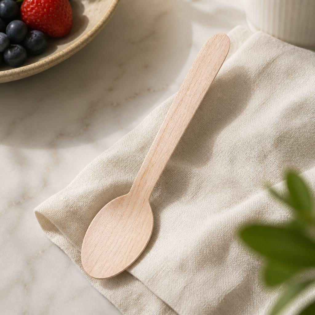 Commercial Wooden Dessert Spoons 100 Pack 166mm