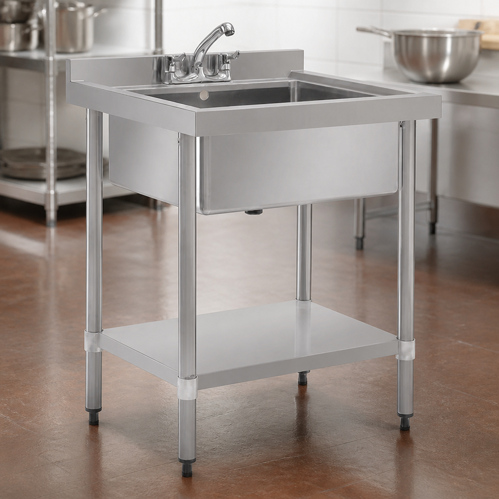 Midi Pot Wash Sink 610mm with Undershelf and Upstand