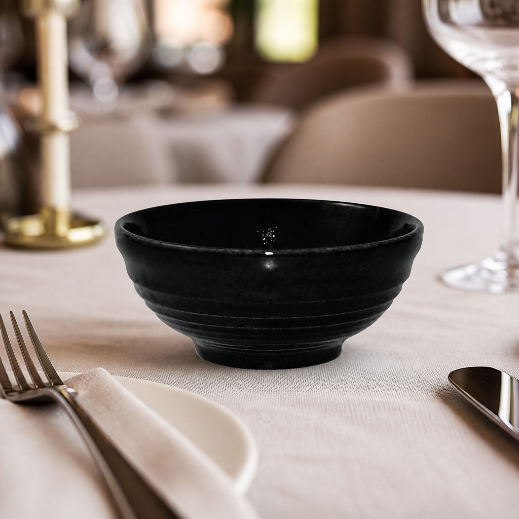 Commercial Snack Bowls 120mm Black Ripple 12 Pack