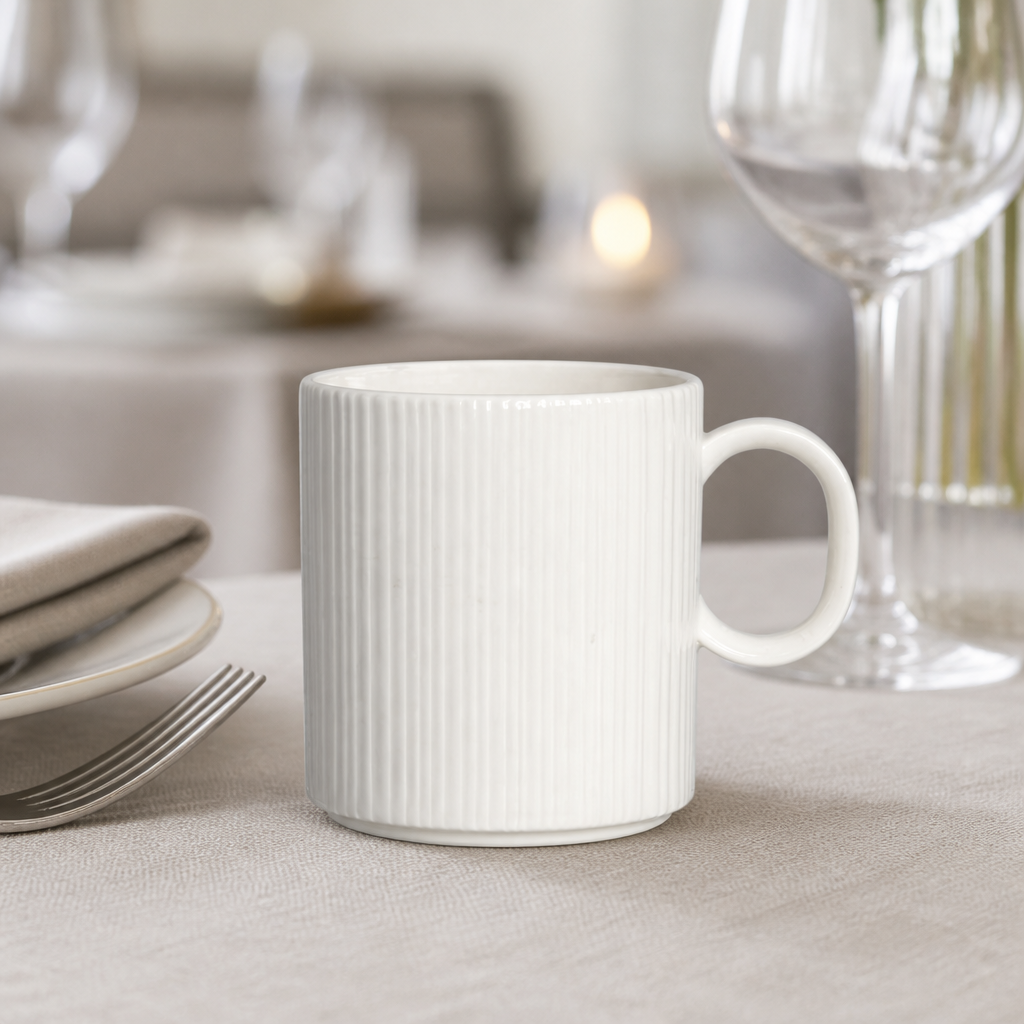 Set of 12 commercial 340ml porcelain mugs