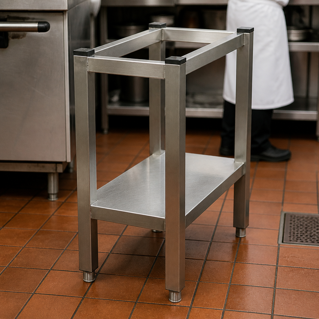 Commercial stainless steel stand for countertop units 662mm high