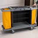 Commercial Housekeeping Trolley with Adjustable Shelves and Bags