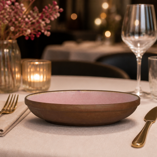 Commercial Deep Plates 160mm Pink Peppercorn Stoneware 12 Pack