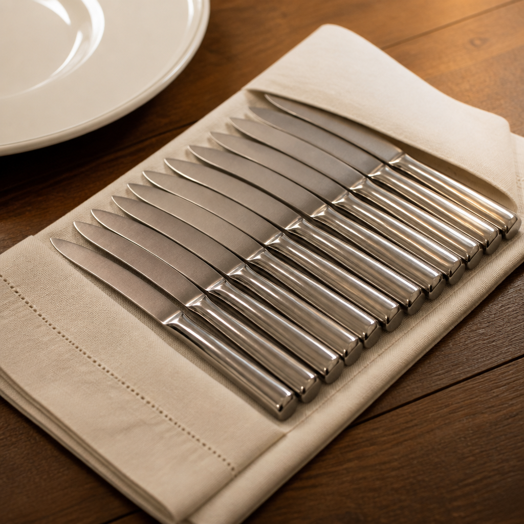 Set of 12 commercial steak knives for restaurant use