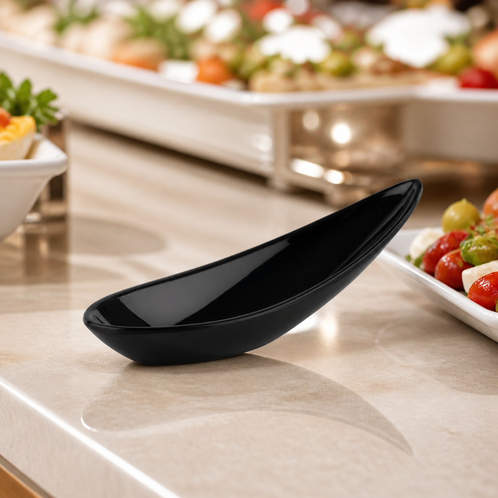 Recycled Black Party Spoon 110x45mm for catering use