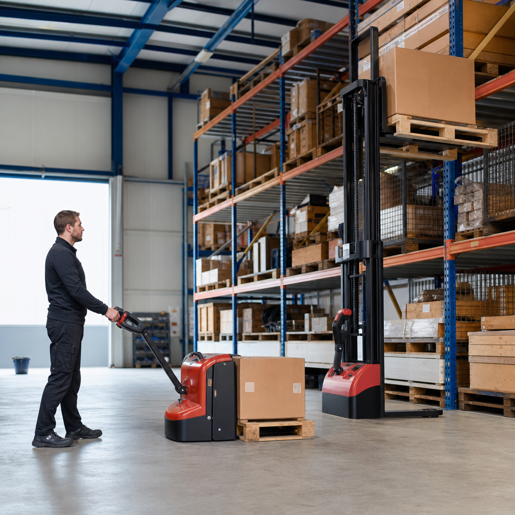 Electric Pallet Stacker and Truck Workplace Bundle