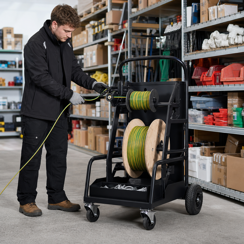 Electricians Cable Cart with Spool Control and Dispensing