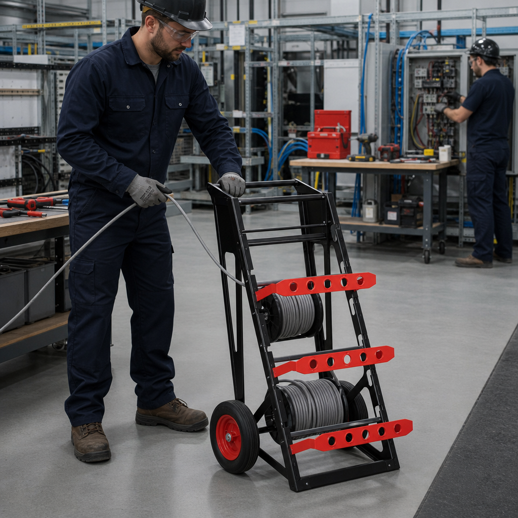 Electricians Cable Cart with Spool Control and Dispensing
