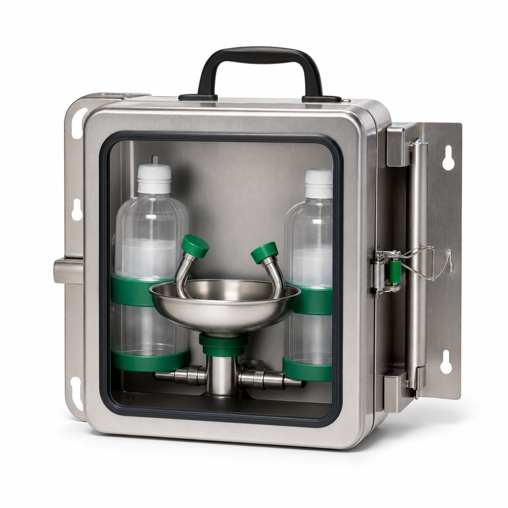 Emergency Eye Wash Kit with Quick Release Wall Bracket