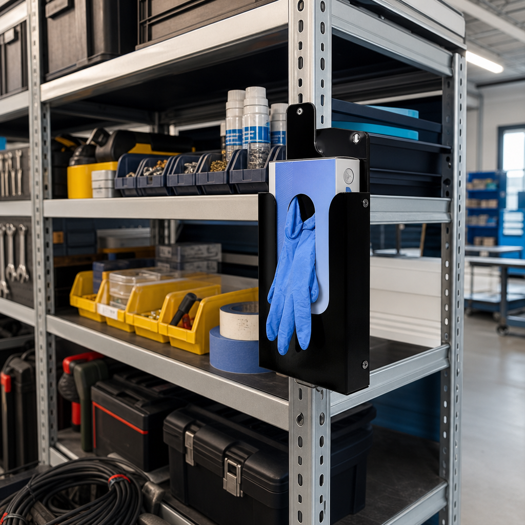 Epoxy Coated Glove Box Holder for Van Racking