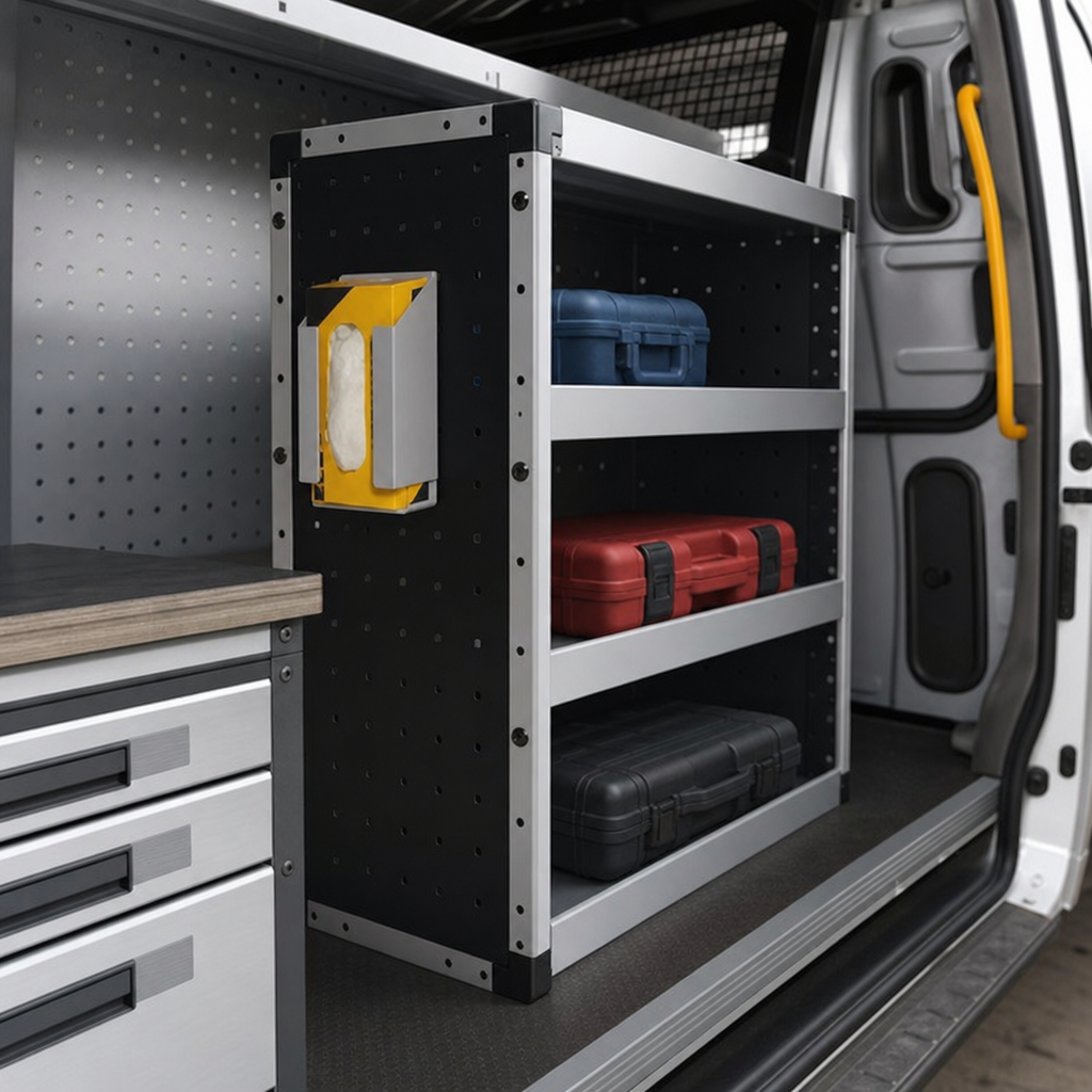 Epoxy Coated Glove Box Holder for Van Racking