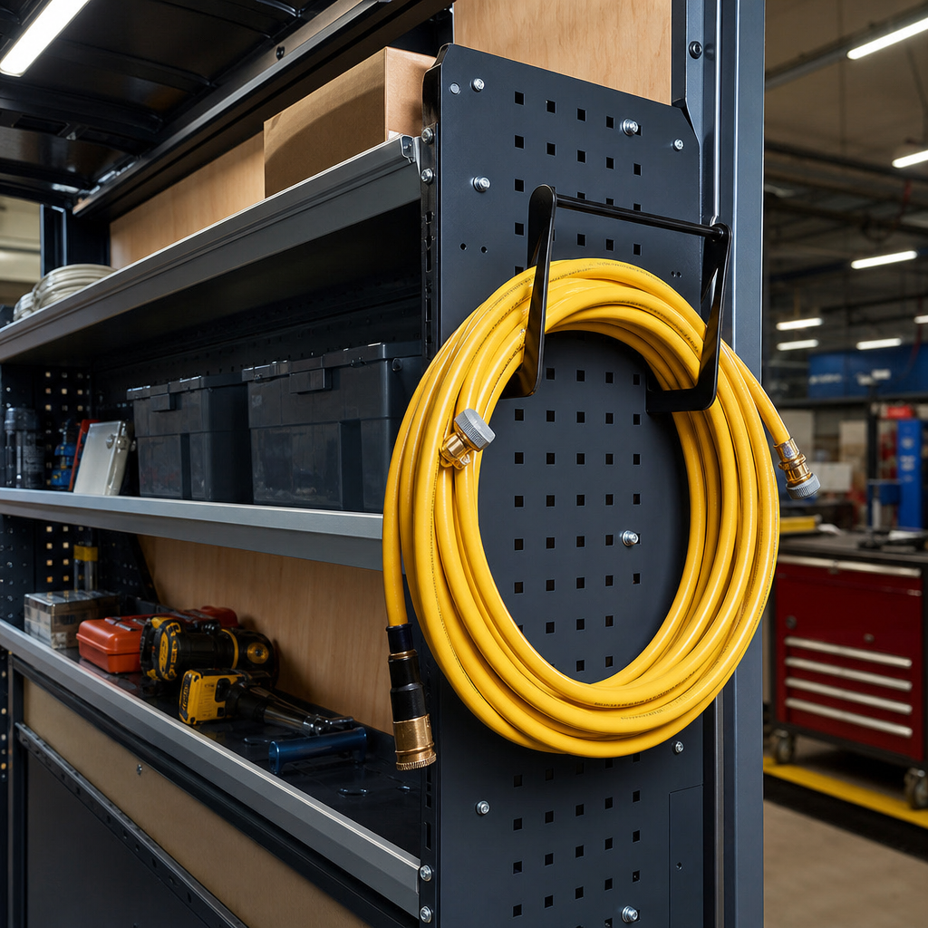 Epoxy Coated Hose Holder for Van Racking