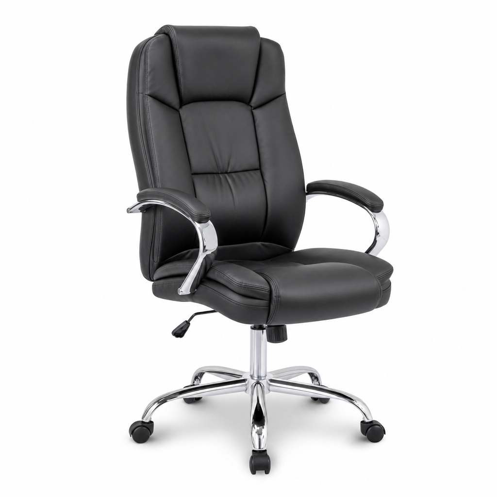 Ergonomic Bonded Leather Office Armchair with Chrome Base