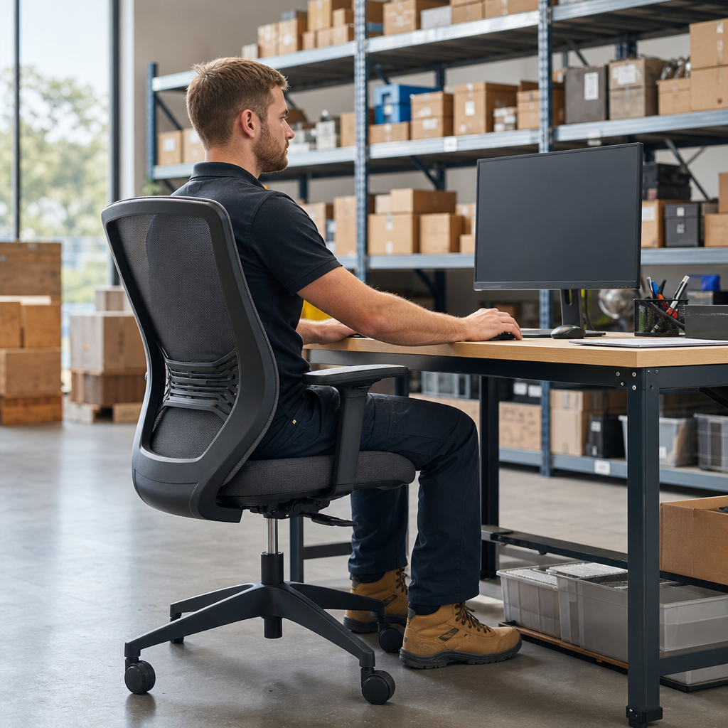 Ergonomic Fabric Operator Office Chair with Mesh Back