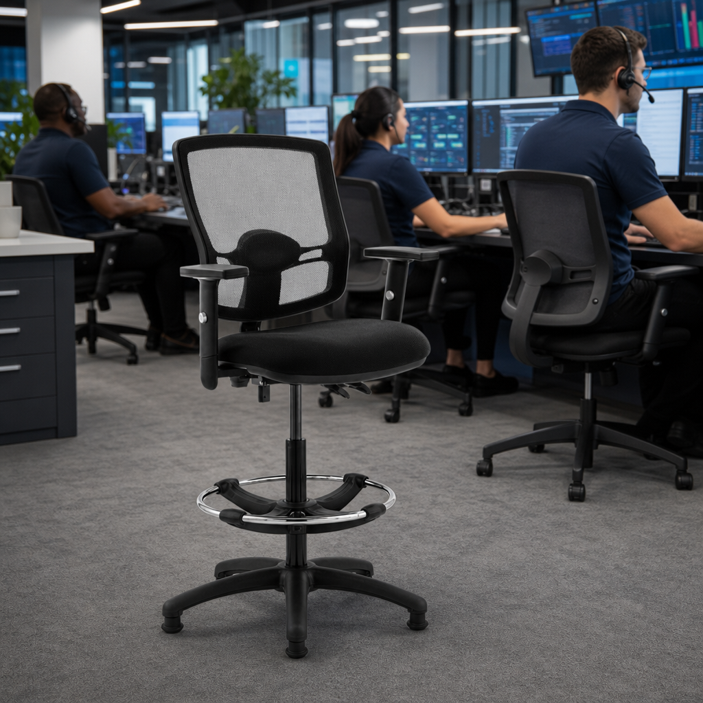 Ergonomic Fabric Operator Office Chair with Mesh Back