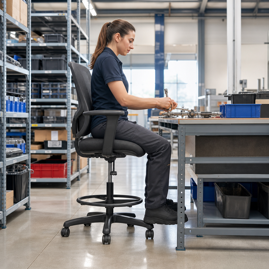 Ergonomic High-Rise Fabric Operator Chair With Footrest