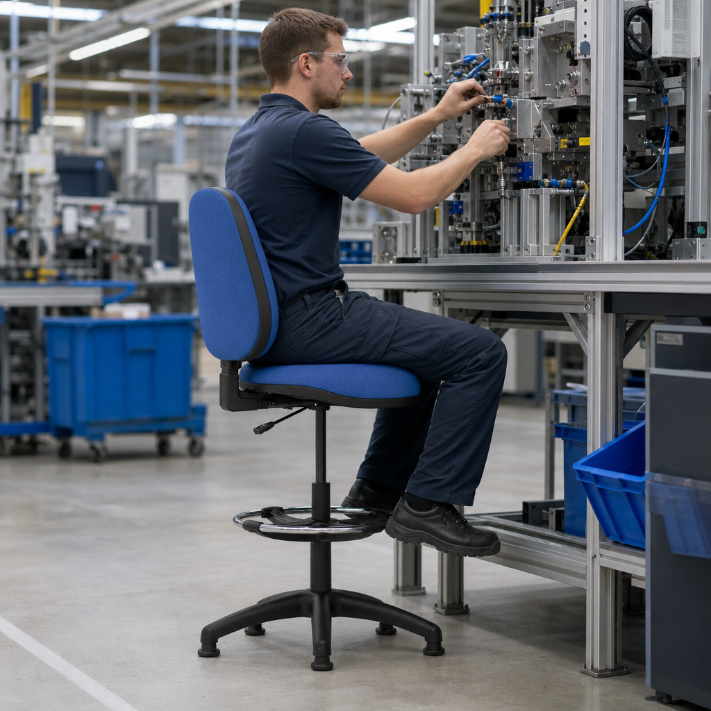 Ergonomic High-Rise Fabric Operator Chair With Footrest