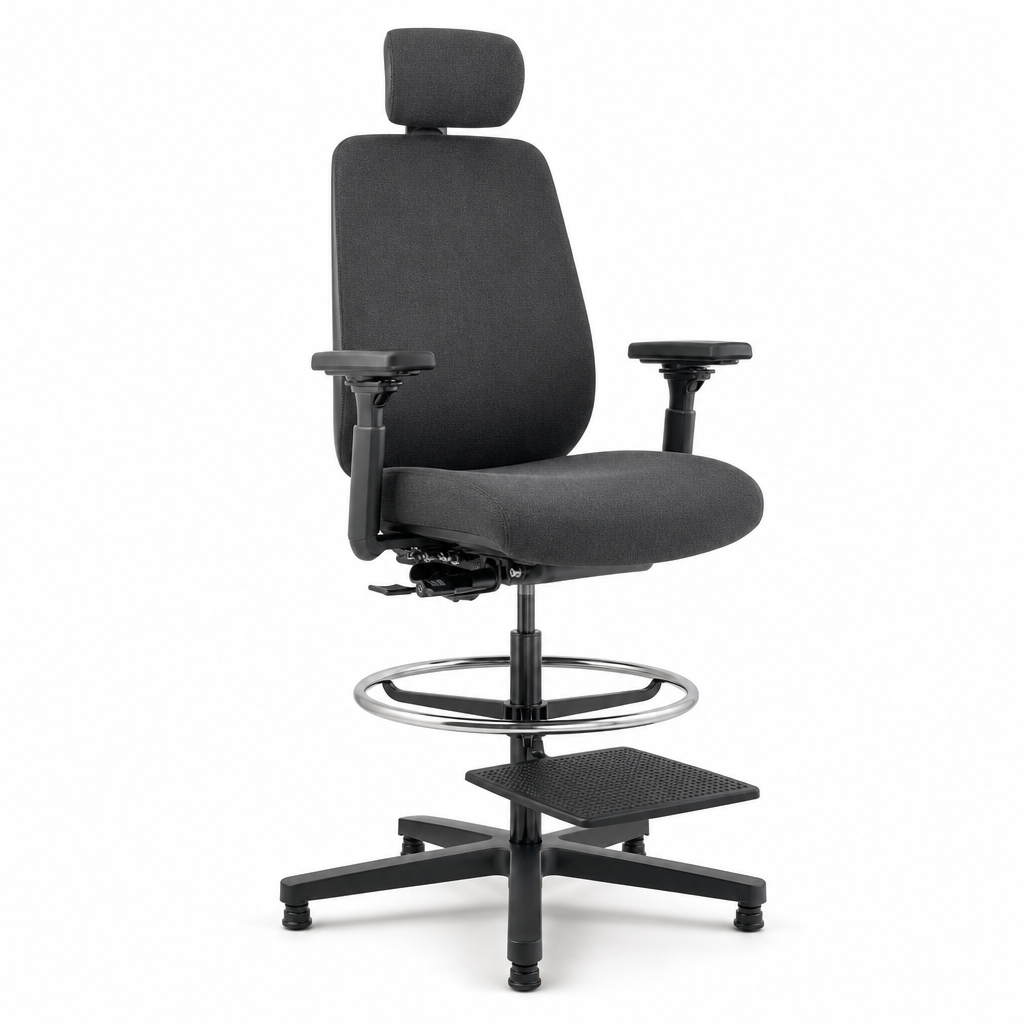Ergonomic High-Rise Fabric Operator Chair With Footrest