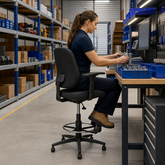 Ergonomic High Rise Fabric Operator Chair With Footrest
