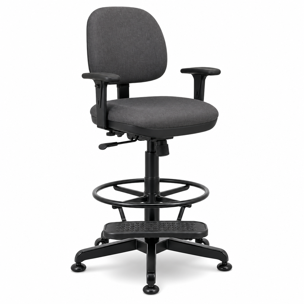 Ergonomic High Rise Fabric Operator Chair With Footrest