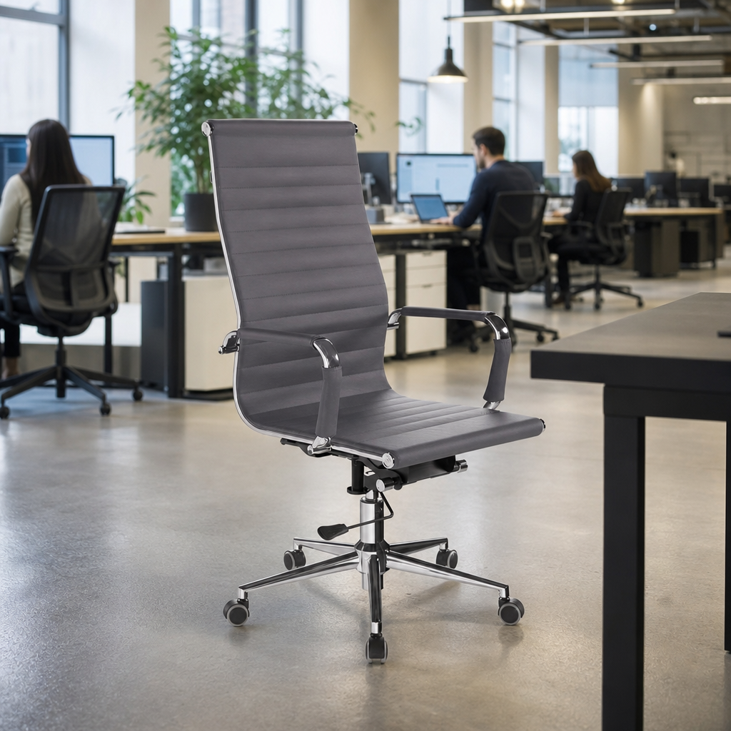 Ergonomic Office Armchair with Leather Seat Options