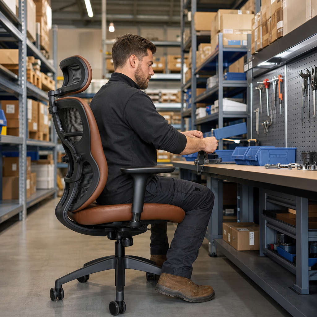 Ergonomic Office Armchair with Leather Seat Options