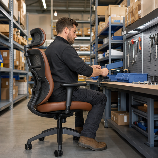 Ergonomic Office Armchair with Leather Seat Options