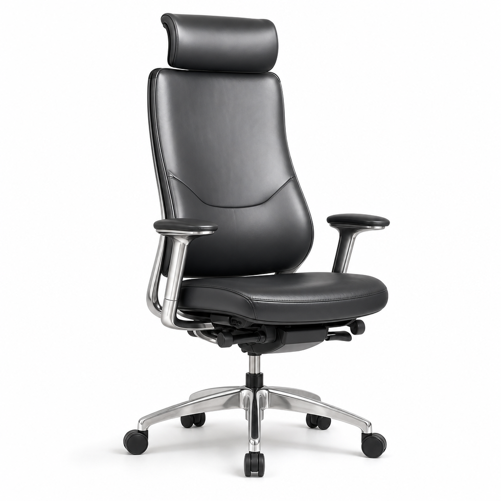 Ergonomic Office Armchair with Leather Seat Options