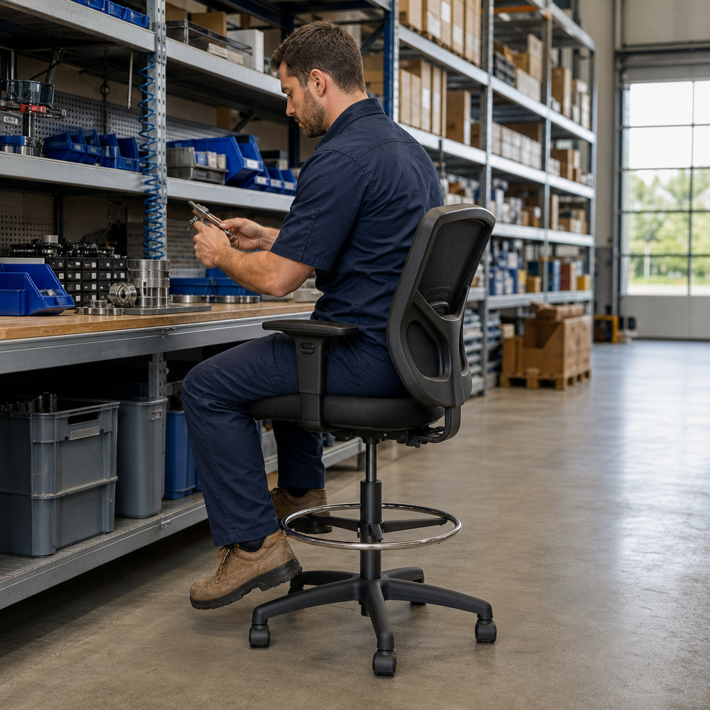 Ergonomic Operator Office Chair with Glides and Footring