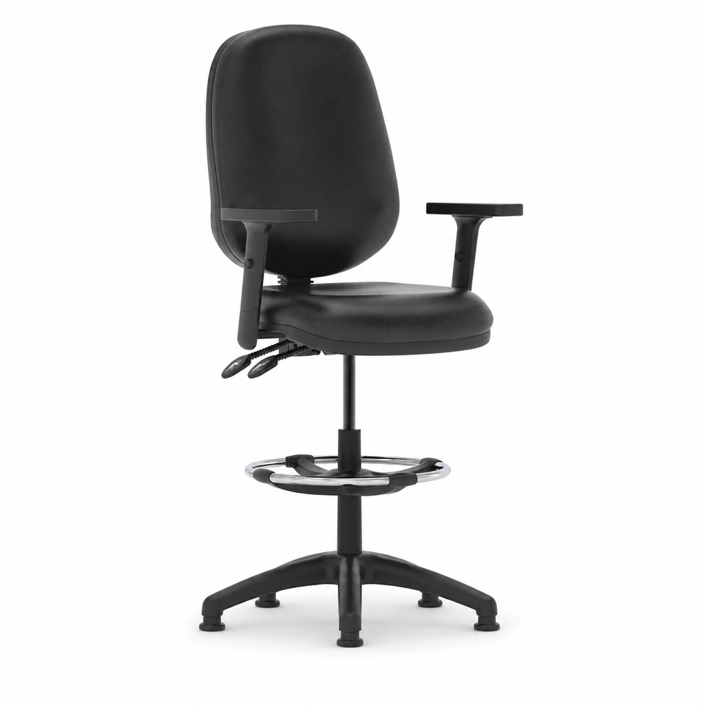 Ergonomic Operator Office Chair with Leather Seat and Back