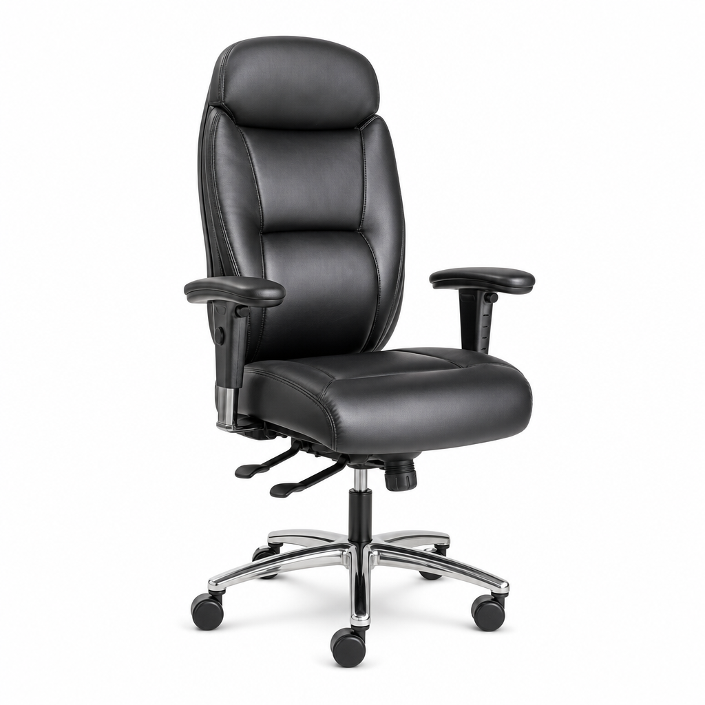 Ergonomic Operator Office Chair with Leather Seat and Back