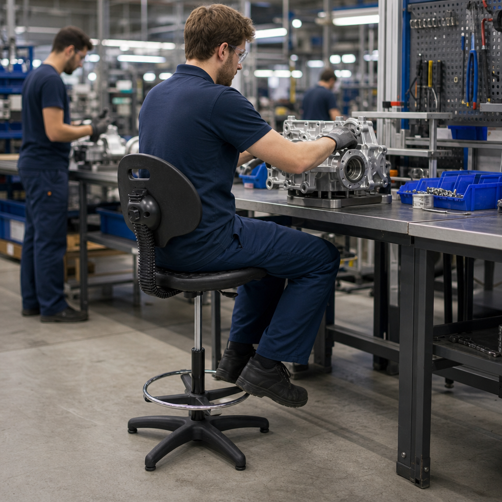 Ergonomic Polyurethane Workshop Chair with Pads