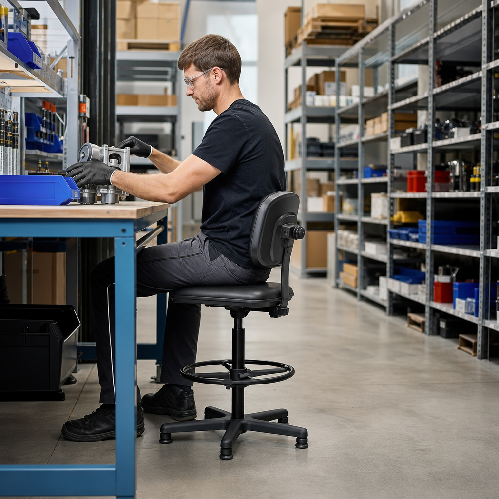 Ergonomic Polyurethane Workshop Chair with Pads